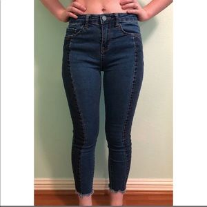 Gianni Bini Stretchy Colorblock Cropped Jeans